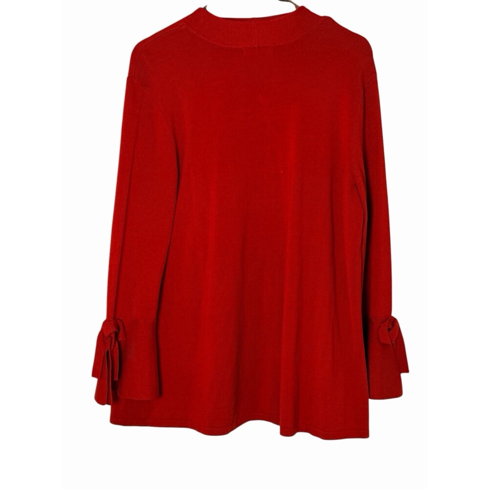 Alfani Womens S Red Rust Open Front Cardigan Bell Sleeve Bow Tie Cuff Flowy - Picture 2 of 5